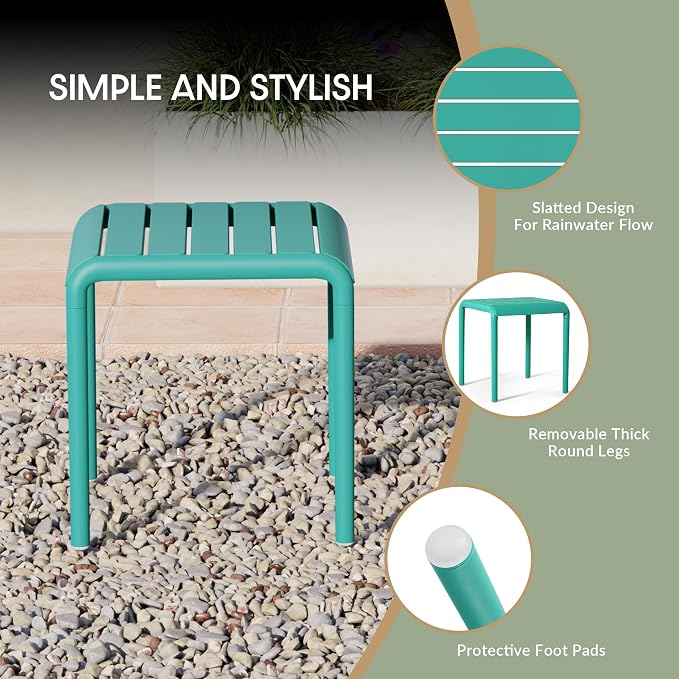 WestinTrends Playa Plastic Modern Outdoor Patio Accent Side Tables (Set of 2), Turquoise