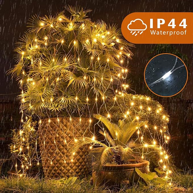 Leisure world 10ft x 10ft 270 LED Net Lights Mesh Fairy String Decorative Outdoor Warm White 8 Modes Net with Remote, Timer for Wedding Christmas Trees, Bushes, Garden, Outdoor Decorations