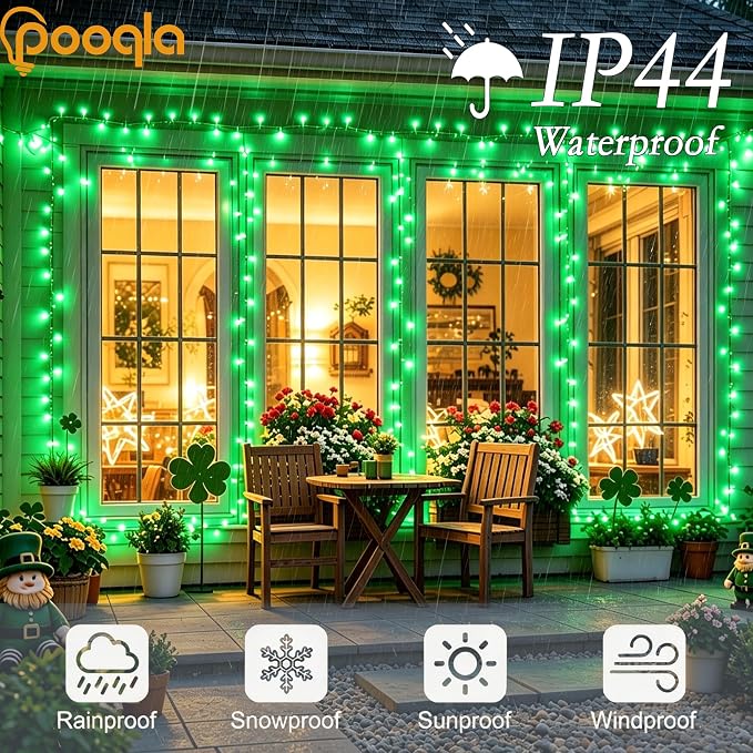 200 LED Green Halloween Lights Outdoor String Lights, 66 ft | Green Wire Waterproof Twinkle Fairy Lights with Timer, 8 Modes Connectable String Lights Indoor Bedroom Christmas Decorations