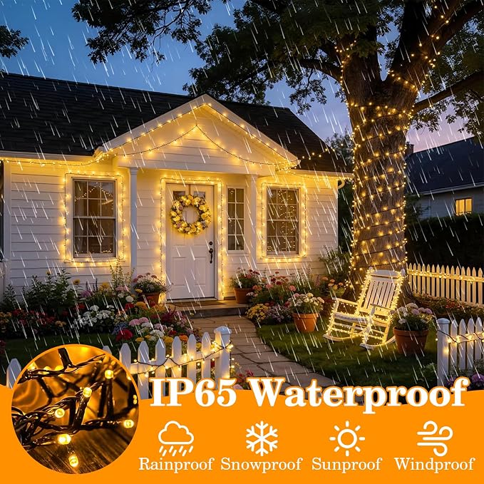 Extra Long 264Ft 800 LED Christmas Lights with Timer, Green Wire Fairy Starry String Lights Plug in, 8 Modes and Memory, forIndoor Outdoor Xmas Tree Wedding Party Decoration,Warm White