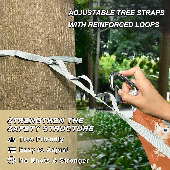 Camping Hammock Outdoor Hammocks for Outside Bunny Rabbit Orange Cute Beach Trees Portable Lightweight with Pockets Tree Straps Indoor