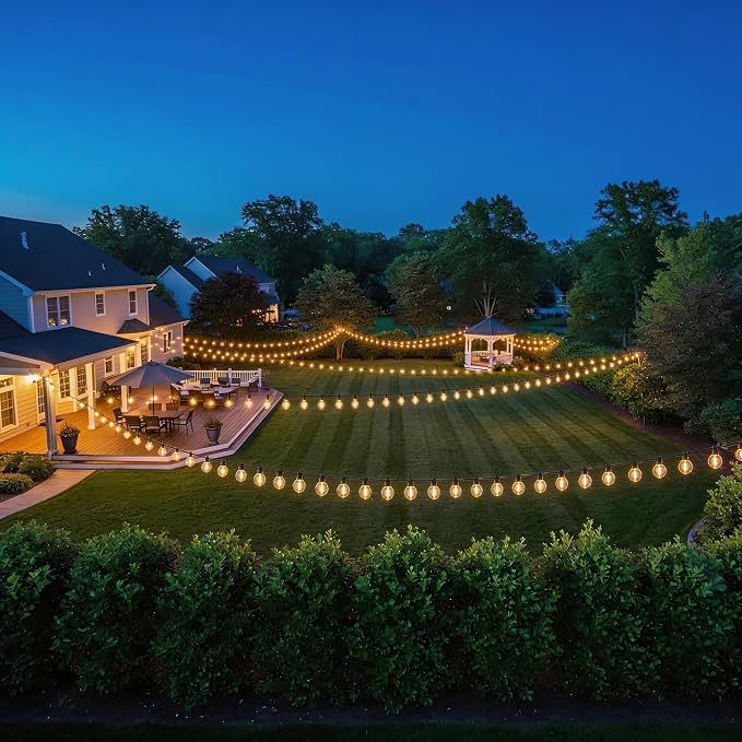 RTTY Outdoor String Lights 300 FT, LED Patio Light Outside Waterproof | Dimmable Connectable Shatterproof G40 Hanging Lighting for Backyard, Cafe, Bistro, Yard, Deck, Market, Warm White, 2700K
