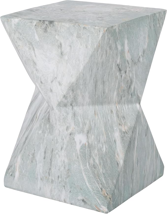 Christopher Knight Home 18.5 Inch Modern Geometric MGO Side Table Hourglass Accent End Table Faux Marble Look Indoor Outdoor Patio Living Room Bedroom