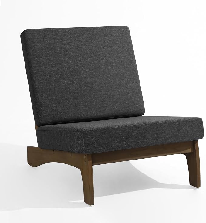 2 Piece Wood Patio Chair Outdoor Bistro Chairs, All Weather Outdoor Furniture Patio Sofa Chair Backyard Seating Group Conversation Sets with Cushions - Dark Gray