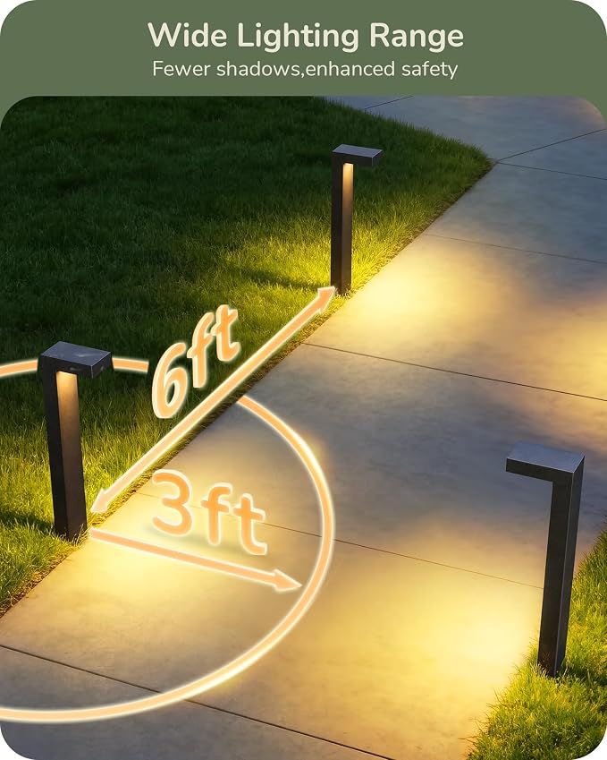 EDISHINE Low Voltage Pathway Lights, LED Outdoor Landscape Lighting 4 Pack | 3000K 3.2W 12V, 50,000H, with Connectors, Modern Style, Waterproof Cast-Aluminum for Walkway, Driveway, Garden, Path, Yard