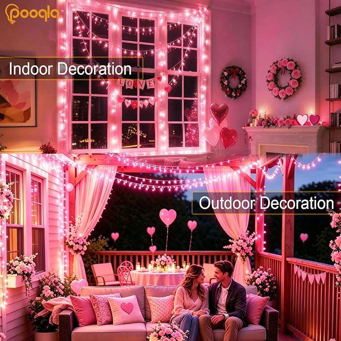1000 LED Pink Christmas Lights Outdoor String Lights, 328 ft | Green Wire Waterproof Twinkle Fairy Lights Plug in with Timer, 8 Modes String Lights Indoor Bedroom Halloween Decorations