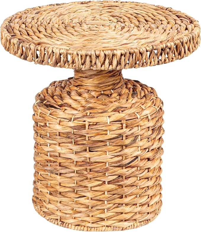 Bloomingville Beige Natural Water Hyacinth Side Table