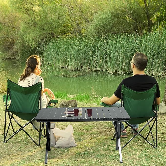 3.4 Ft Folding Portable Picnic Camping Table, Aluminum Roll-up Table with Easy Carrying Bag for Indoor, Outdoor, Beach, Backyard, BBQ, Party, Patio, Picnic
