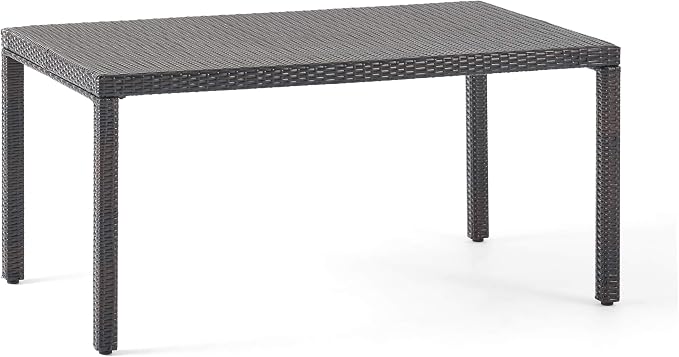 Christopher Knight Home Rhode Island Outdoor Wicker Rectangular Dining Table, Multibrown