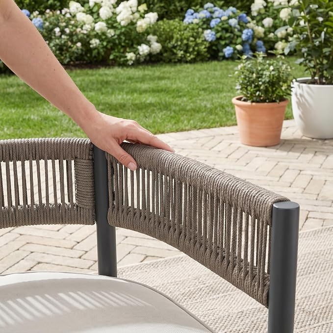 VICLLAX Patio Dining Set for 4-40.6" Round Table & Cushioned Seats, Black