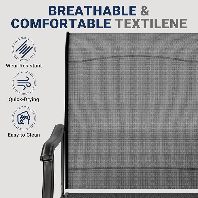 LEVELEVE 2-Piece Swivel Dining Chairs, Outdoor Patio Bistro Chairs for Lawn, Garden, Deck, Backyard & Porch (Matching Series for 5-Piece Set)