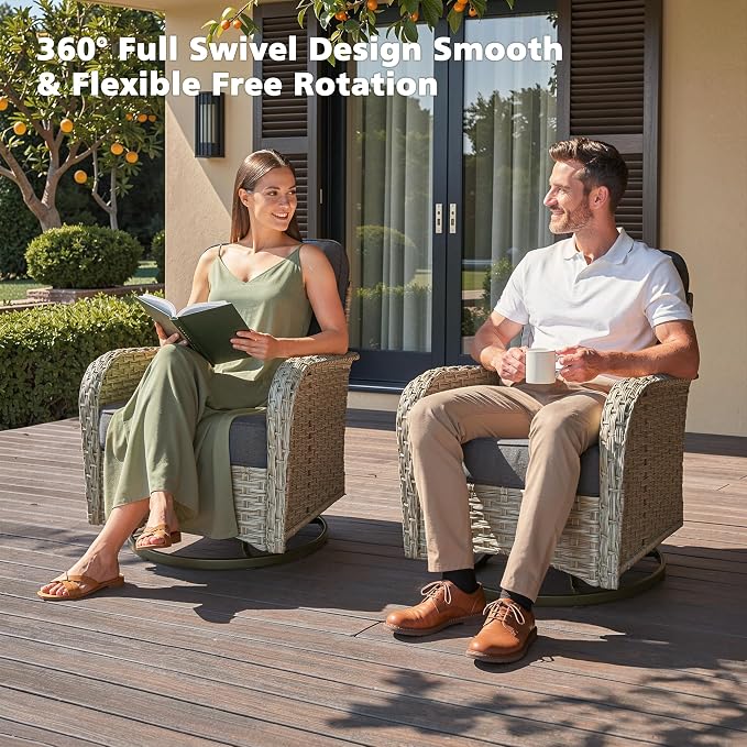 CAODOC 11-Piece Outdoor Sectional Sofa Set w/ 54" Fire Pit – L-Shaped Wicker Patio Furniture, Deep Seating & Swivel Rockers,Black