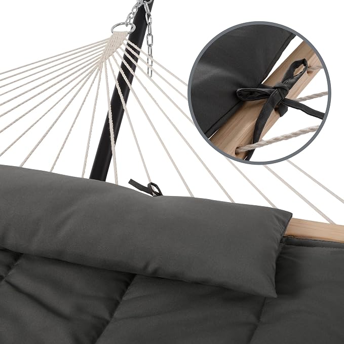 SUNCREAT Rope Hammock with Stand and Rain Cover