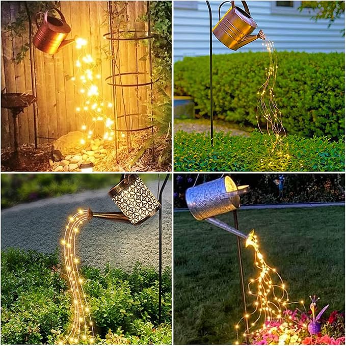 SHUKAN 2 Pack 220 LED Firefly Bunch Lights, 8 Flashing Modes Waterproof Copper Wire Waterfall Lights, Fairy Lights for Indoor Outdoor Decor (Solar Warm White)