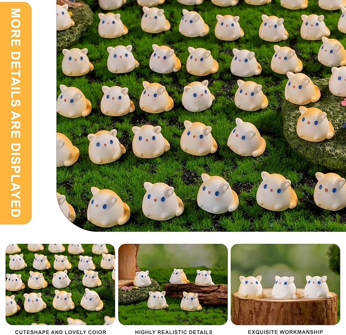 60 pcs Mini Resin Cat Many Styles Variety Tiny Animals Figures Miniature Little Small Animal Figurines Bulk for Micro Fairy Garden Landscape Accessories Hide Crafts Decor Aquarium
