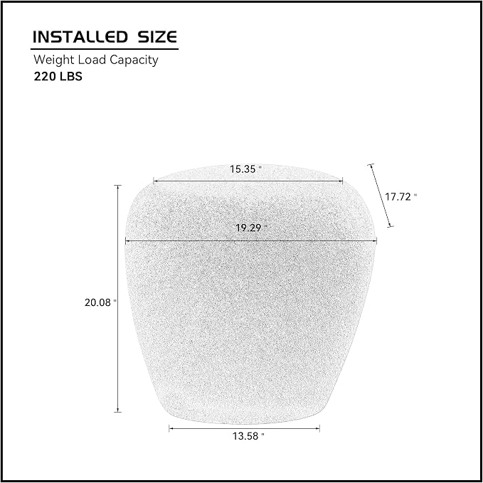 19.29" Irregular Fiberglass Outdoor Side Table, Durable Small Drink Table for Small Spaces, Scratch-Resistant & Waterproof End Table for Living Room, Apartment, Office, Beige