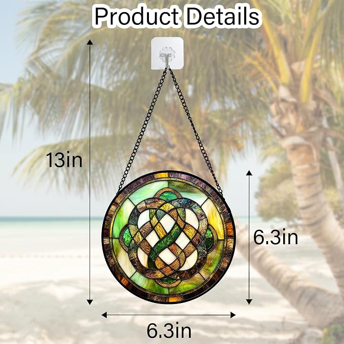 DASTOLL Stained Glass Window Hanging, Tiffany Abstract Totem Sun Catchers Colorful Glass Panel Bless Suncatcher Decor for Birthday for Women, Men, Wife, Aunt, and Mom 6.3 in