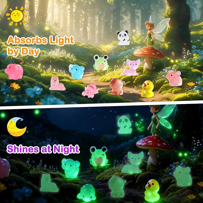 100 Pcs Blind Bags Mystery Resin Animals: Mini Glow in The Dark Resin Animals Mystery Bags for Fairy Garden Dollhouse Décor Collectible Craft Mini Figures