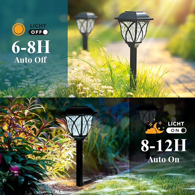GIGALUMI 8 Pack Solar Lights Outdoor Waterproof, LED Solar Garden Lights | Outdoor Decorations, Garden Decor for Yard, Patio, Landscape, Planter, Walkway (Cold White)