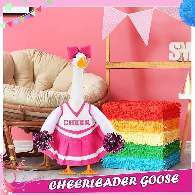 2 Pcs Cheerleader Porch Goose Outfit Clothes Cheerleading for 23" Goose Costume Garden Yard Outdoor Decorations