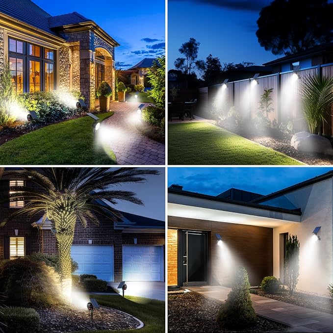 nipify Solar Spot Lights Outdoor Waterproof, Landscape Spotlights | Cool White, 2 Pack/53 LED/3 Modes, Adjustable Solar Panels, Auto On/Off, Uplights Lighting for Outside Tree Yard Flag Garden
