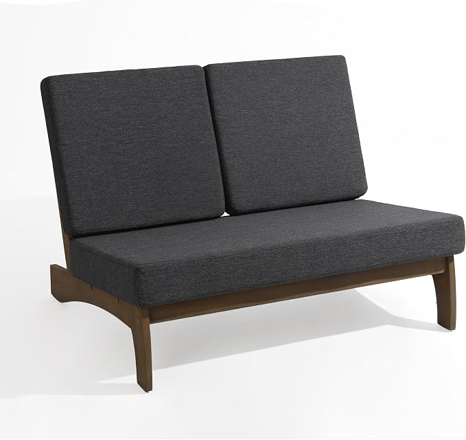 Pia Ricoo 1-Piece Patio Furniture Set, Outdoor Loveseat with 4.5-Inch Thick Cushions, All-Weather Outdoor Sofa for Backyard, Deck, Lawn - Drak (Split Back)