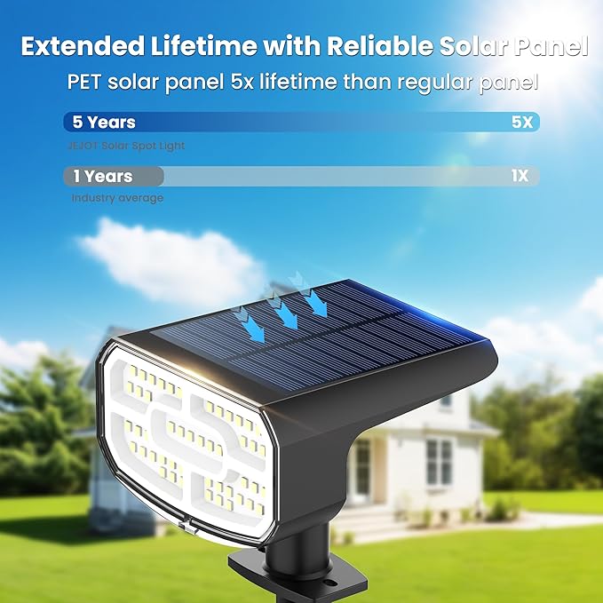 JEJOT Solar Spot Lights Outdoor Waterproof,4 Pack,2 Lighting Modes Solar Spotlights, Solar Lights for Yard Garden Lawn Landscape,Cool White