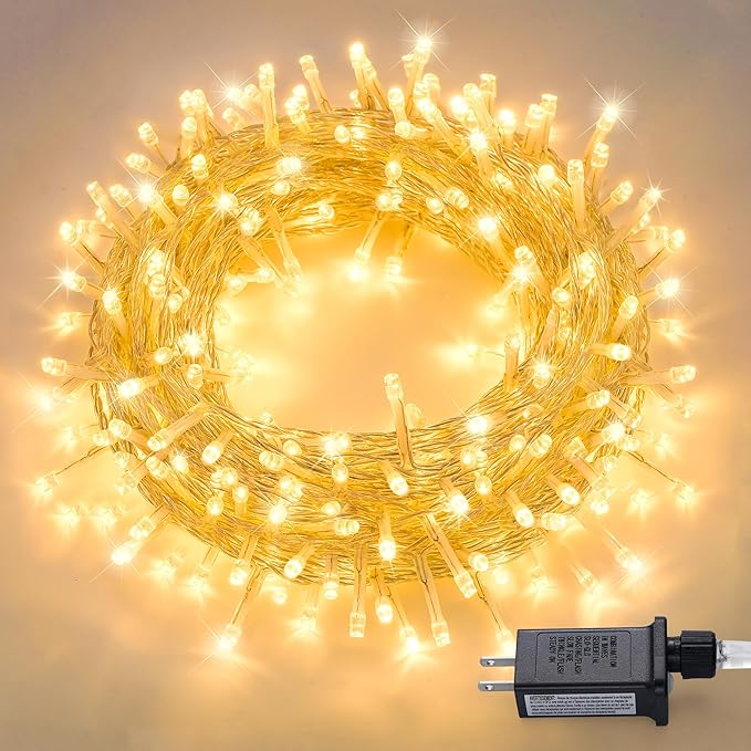 JMEXSUSS 150 LED String Lights for Bedroom, Classroom Lights Plug in | Connectable Warm White Christmas Lights Indoor , 59ft Twinkle Fairy Lights for Room Wedding Dorm Party Christmas Tree Decor