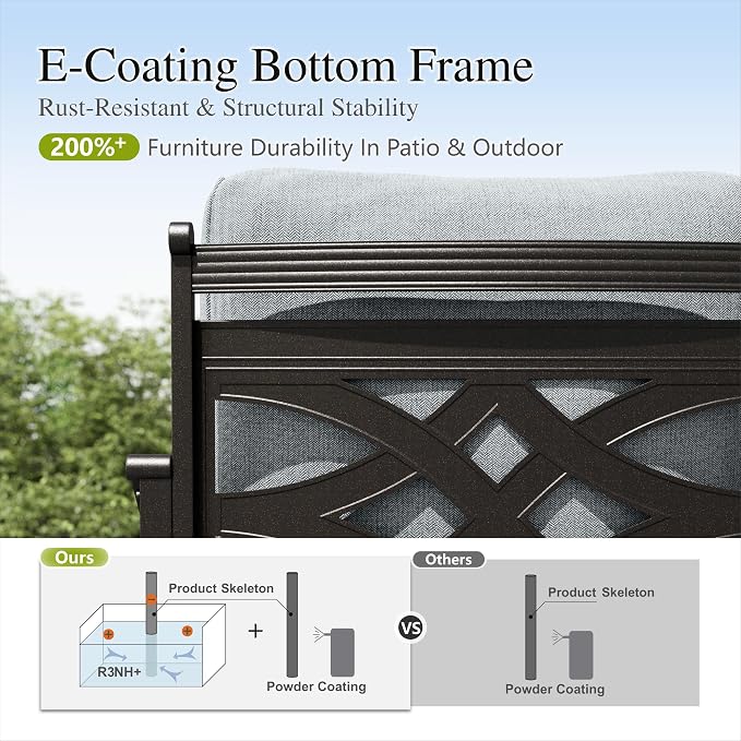 Sophia & William Patio Conversation Set for 7, 3-Seater Sofa, 2 Fixed Chairs, 2 Swivel Chairs and a 45" Fire Pit Table, Metal Outdoor Furniture with 5.75" Extra Thick Cushions, Grey