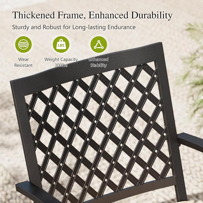 Sophia & William Patio Dining Set Metal Outdoor Table and Chairs Furniture Set 7 Piece, Large 60.2" Dining Table with Umbrella Hole and 6 Backyard Garden Chairs Support 300LBS for Deck, Lawn, Garden