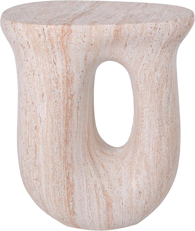 Christopher Knight Home 18.9 Inch Modern U Shaped Accent Table, Sculptural MGO Stone Look Side Table for Indoor Outdoor Garden Balcony Living Room Entryway Bedroom