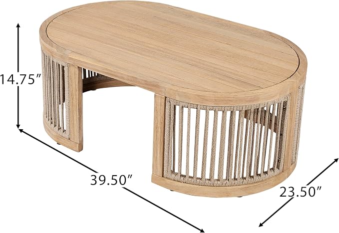Christopher Knight Home Delbert Acacia Wood 4 Piece Patio Furniture Set, Wooden Patio Conversation Set with Club Chair+Coffee Table, 4-Seater Outdoor Loveseat Sofa Chair and Table Set, Natural+Beige