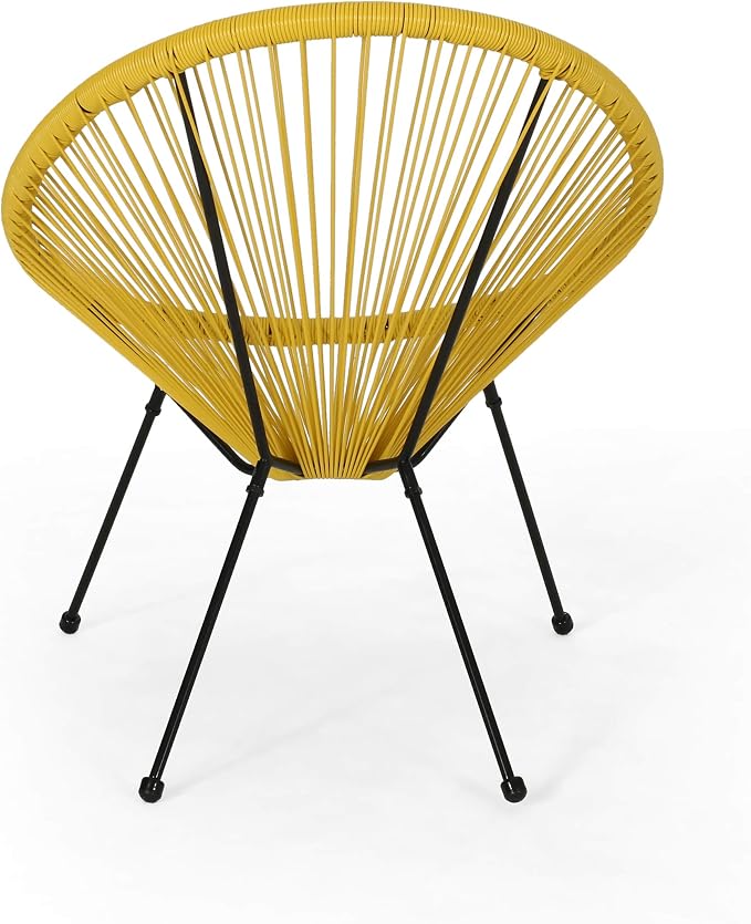 Christopher Knight Home Outdoor Hammock Weave Chair with Steel Frame (Set of 2) - Yellow and Black Finish