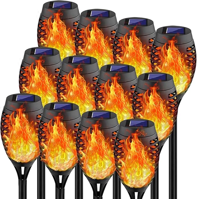 Swingers Solar Lights Outdoor, Halloween Solar Torch Lights | With Flickering Flame, Waterproof Outdoor Garden Lights for Outside Patio Pathway Yard Decorations