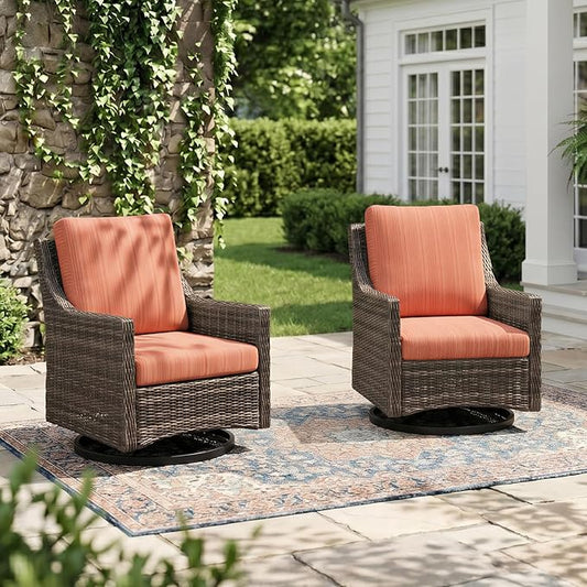 Wicker Patio Conversation Set, Outdoor Patio Furniture Set with Deep Seating, Wide Armrests & Thick Cushions, All-Weather Outdoor Furniture Set for Patio, Porch, Deck & Backyard