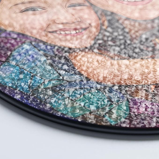 LOVELYPOD Personalized Dad Stained Glass Sun Catcher, Photo Family Portrait Faux Window Hanging Ornament, Custom Photo Gift for Dad from Son Daughter, Grandpa Gifts