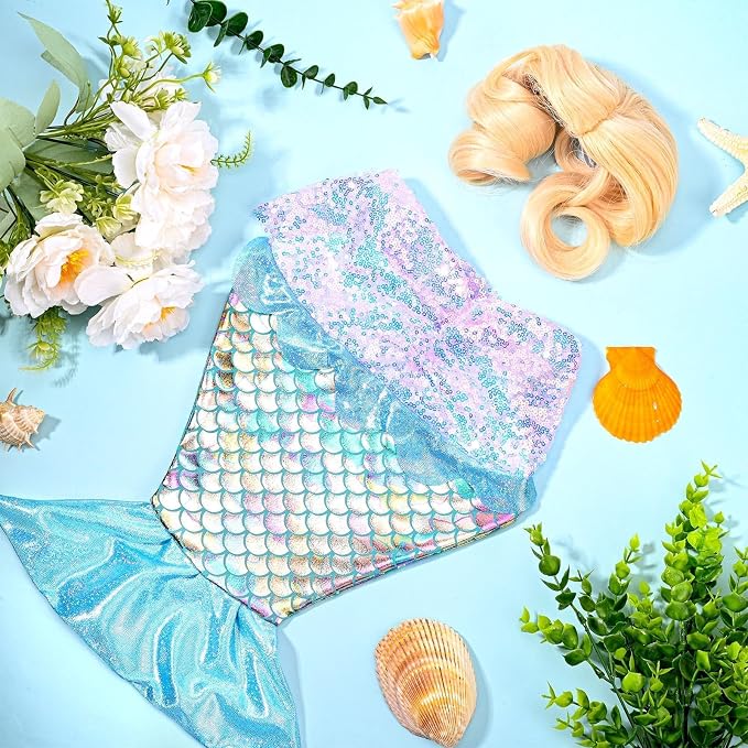 Mermaid Porch Goose Outfits Summer Goose Shiny Mermaid Dress & Wigs Princess Goose Clothes Fits 23'' Geese Statue for Holiday Birthday Outdoor Beach Yard Lawn Garden Decor