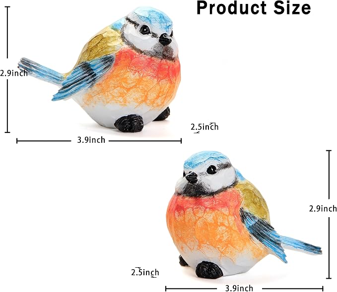 Outdoor Bird Statue for Garden Decoration 2 Small Birds Figurine for Home