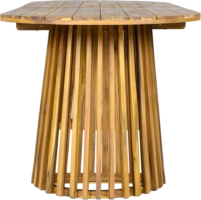 Christopher Knight Home Farley Acacia Wood Outdoor Dining Set for 6, 7 Piece Patio Dining Table and Chair Set, Faux Rattan Outdoor Dining Chair and Table Set, Teak+Brown