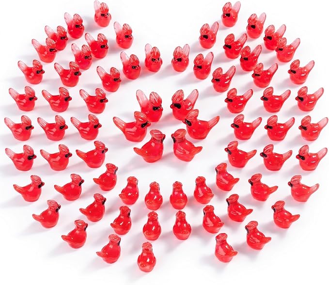 60 pcs Mini Resin Bird Many Styles Variety Tiny Luminous Animals Figures Miniature Little Small Animal Figurines Bulk for Micro Fairy Garden Landscape Accessories Hide Crafts Decor Aquarium