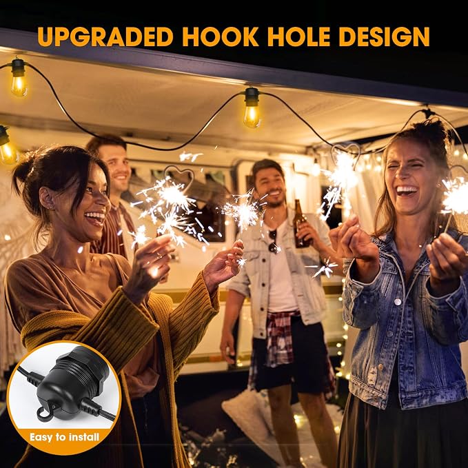 GvvooHome LED Outdoor String Lights 25FT with 9 Shatterproof S14 Bulbs, Waterproof for Porch, Deck, Garden, Balcony, Dimmable 2700K