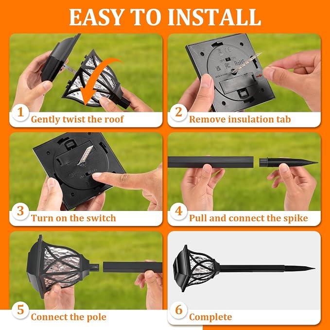 GIGALUMI Solar Lights Outdoor Waterproof, LED Solar Garden Lights | Outdoor Decorations, Garden Decor for Yard, Patio, Landscape, Planter, Walkway