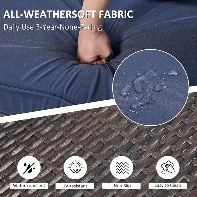 ANJ Outdoor Wicker Patio Chairs Set of 2, Modular Armless Patio Seating with Thick Cushions, All-Weather Rattan Conversation Chair Set for Porch, Balcony, Garden, Backyard, Dark Brown Wicker-Grey