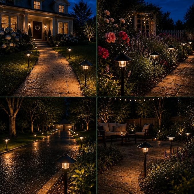 HIBOITEC 3W Low Voltage Pathway Lights 4 Packs, Bulb Replaceable Design | Aluminum Wired Path Lights 12V-24V AC/DC, Outdoor Waterproof Landscape Lighting for Yard Garden Walkway, ETL Listed