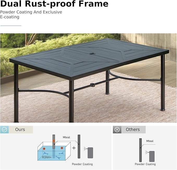 MFSTUDIO Outdoor Dining Sets for 6, 7 Pieces Outdoor Rattan Dining Table Furniture Set, Patio Table and Chairs for 6, Wicker Patio Dining Set for Porch, Backyard