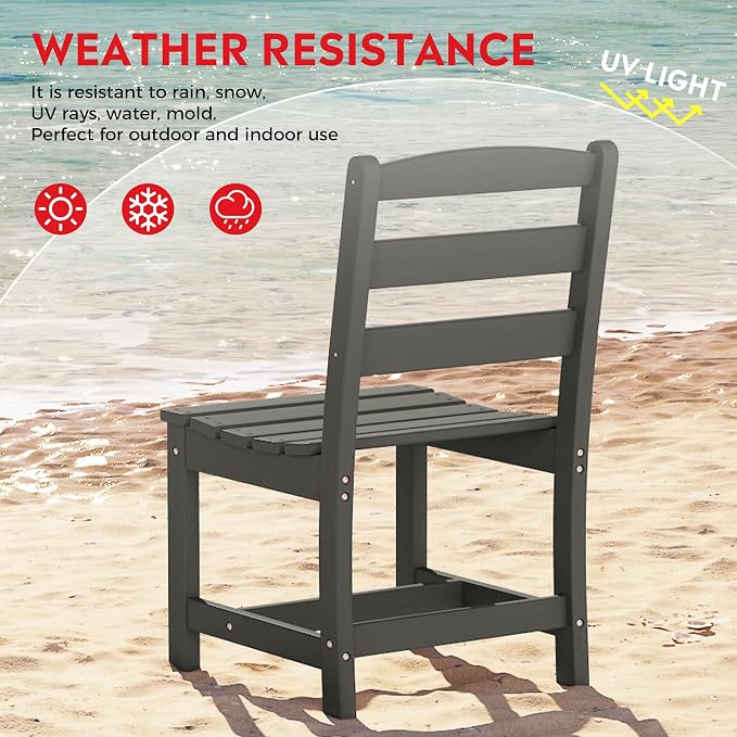 Costaelm Palms 7-Piece HDPE Outdoor Rectangular Patio Dining Table Set with Side Chairs, Gray
