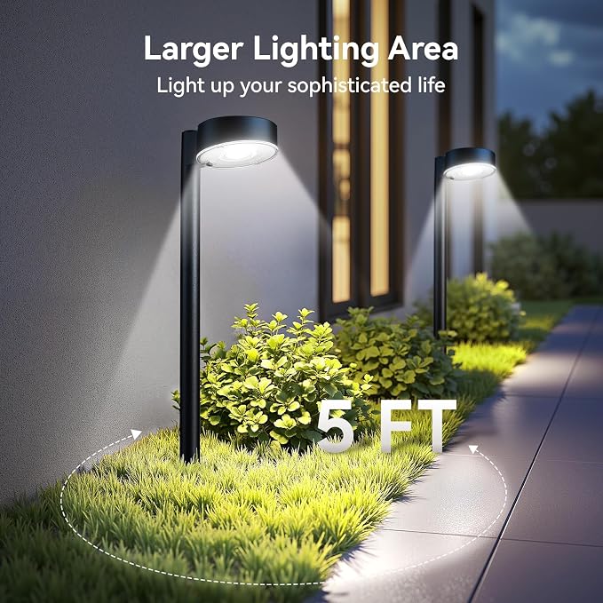 Ahaorigin 6 Pack Solar Pathway Lights Outdoor, 12 Brighter LED Solar Lights Outdoor Waterproof, Up to 12 Hrs Modern Path Light for Yard Garden Walkway Driveway Lawn, Cool White