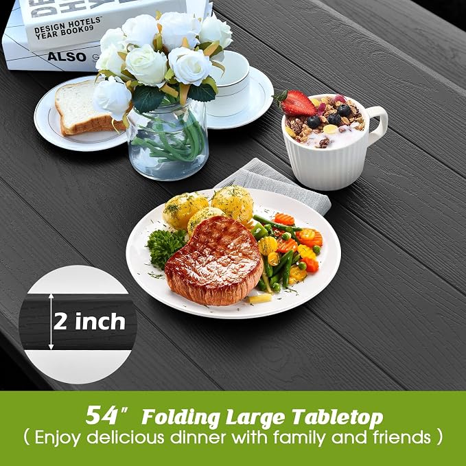 Outdoor Picnic Table, Black