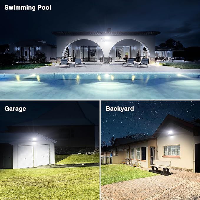 Onforu 300W Flood Lights Outdoor,30000lm Bright LED Work Light with Plug,Daylight White LED Stadium Lighrs,IP66 Waterproof Security Yard Lights for Yard Garage Stadium 2 Pack