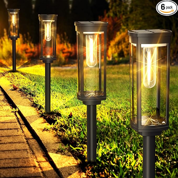 COXSENI Solar Pathway Lights Outdoor Waterproof Warm White, 6 Pack | Bright LED, 3000K, IP65, Solar Powered Landscape Lights for Path, Driveway, Lawn, Patio, Sidewalk, Yard, Walkway